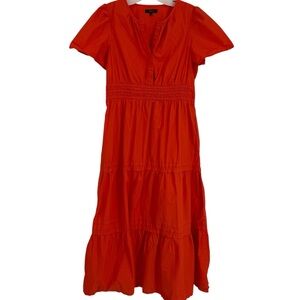 Quince 100% Organic Cotton Tiered Maxi Dress Vermilion Red (orange) Size M